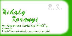 mihaly koranyi business card